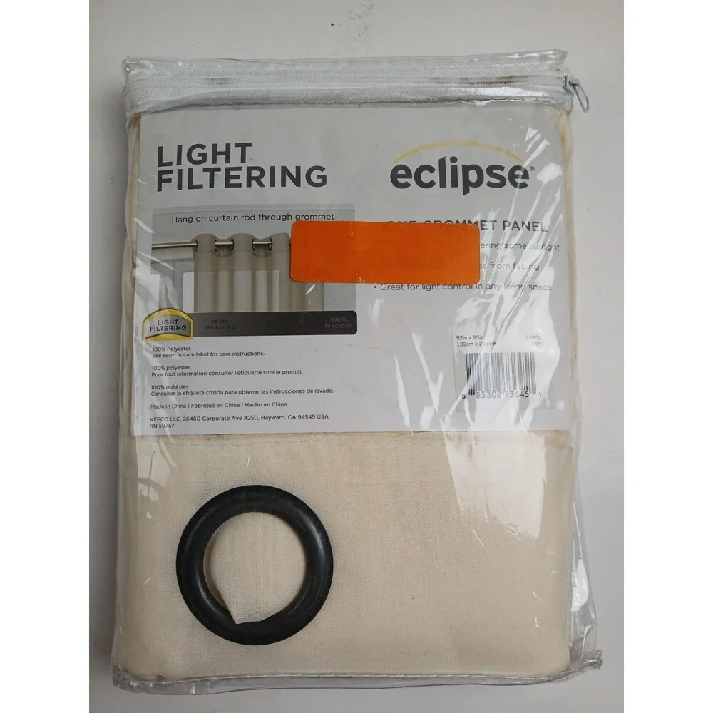 NEW Eclipse Light Fi 52 x 95 Grommet single curtain panel 'Liberty Ivory' #CT120